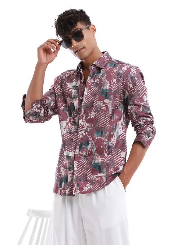 Men's Wrinkle-Free Shirts for Easy CareTwig Leaf Printed Shirt