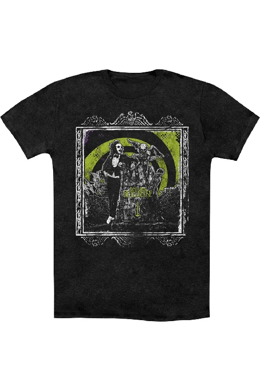 Men's Shirts with Antimicrobial TreatmentBeetlejuice Here Lies Adult Heather Tee / T-Shirt Men's Shirts with Antimicrobial TreatmentBeetlejuice Here Lies Adult Heather Tee / T-Shirt