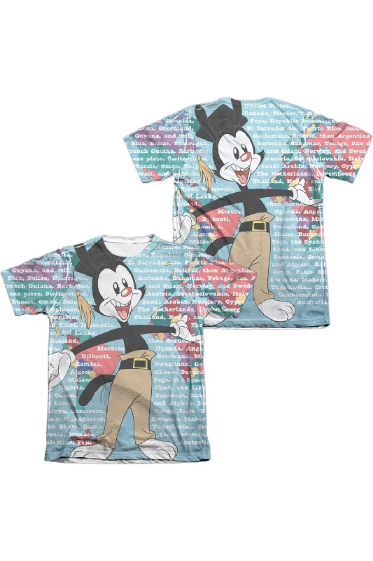 Men's Shirts with Striped PatternsAnimaniacs Yakko World (Front/Back Print) Adult Poly/Cotton Short Sleeve Tee / T-Shirt Men's Shirts with Striped PatternsAnimaniacs Yakko World (Front/Back Print) Adult Poly/Cotton Short Sleeve Tee / T-Shirt