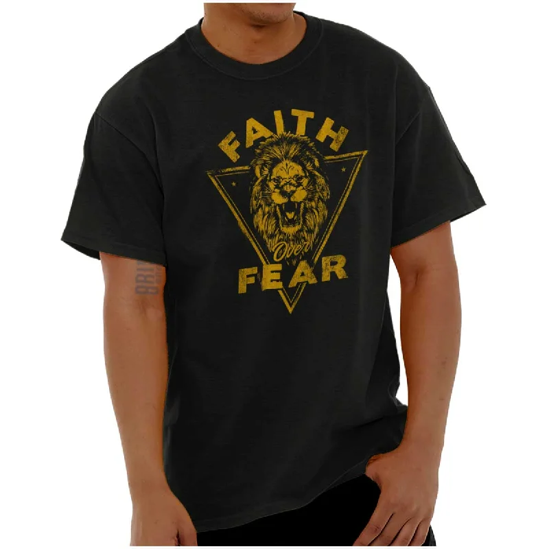 Men's Tennis Shirts for Court ComfortFaith Over Fear Lion T Shirt