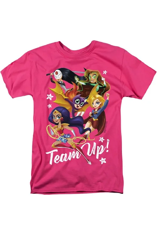 Men's Shirts with High NecksDC Comics Superhero Girls Team Up Short Sleeve Adult Tee / T-Shirt Men's Shirts with High NecksDC Comics Superhero Girls Team Up Short Sleeve Adult Tee / T-Shirt