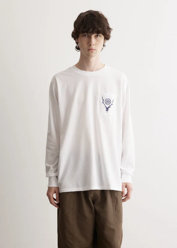 Men's Shirts with Elastic WaistbandsLong Sleeve Round Pocket T-Shirt