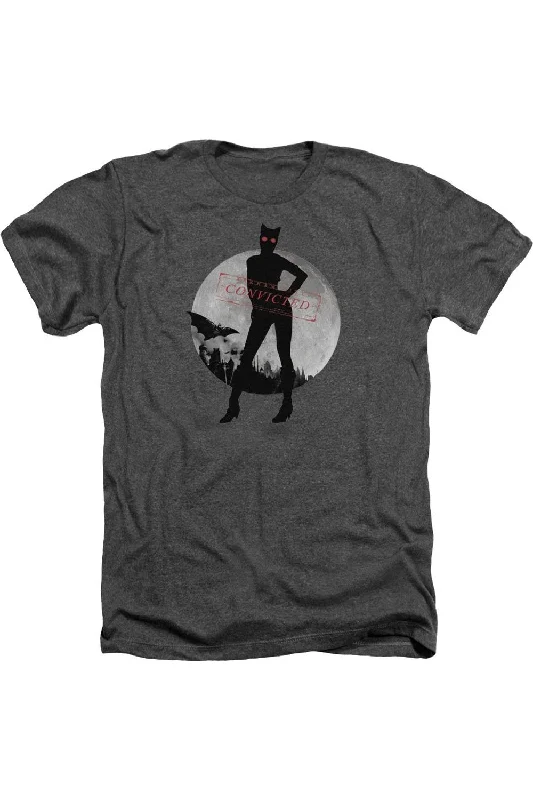 Men's Shirts with Full PlacketsBatman Arkham City Catwoman Convicted Adult Heather Tee / T-Shirt Men's Shirts with Full PlacketsBatman Arkham City Catwoman Convicted Adult Heather Tee / T-Shirt
