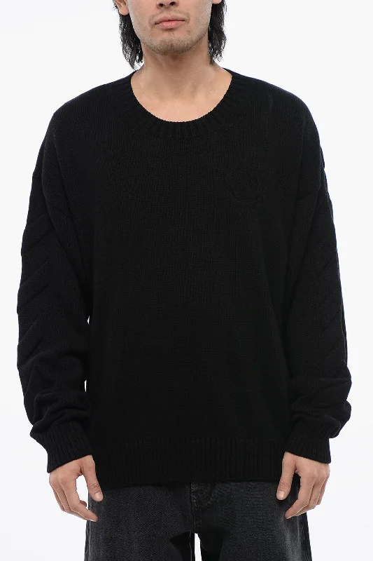 Men's Sweaters with Hooks and LoopsOff-White Crewneck Cotton Sweater
