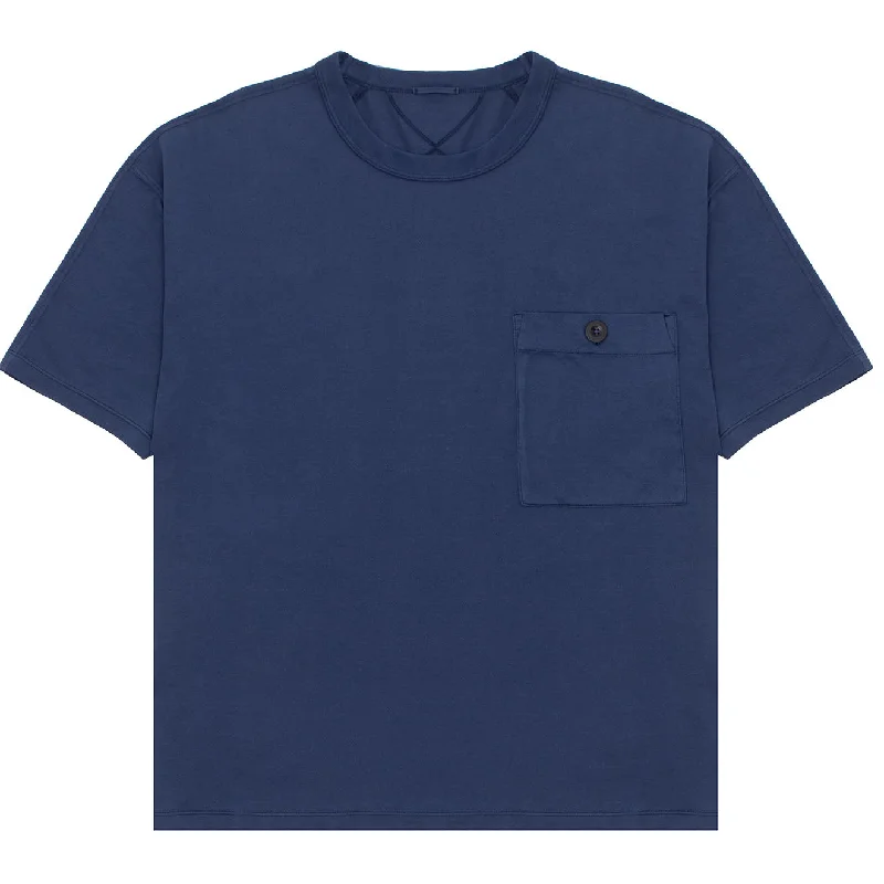 Men's Shirts with Zippered PocketsTen C Manica Corta T-Shirt Blue Night