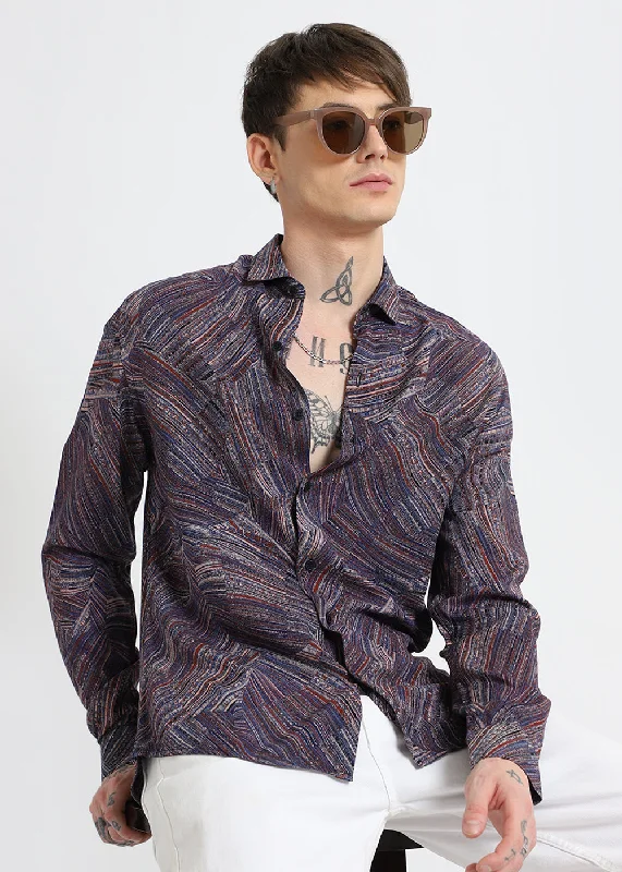 Men's Button-Down Collar Shirts for Staying PolishedSerene Strokes Violet Feather Shirt