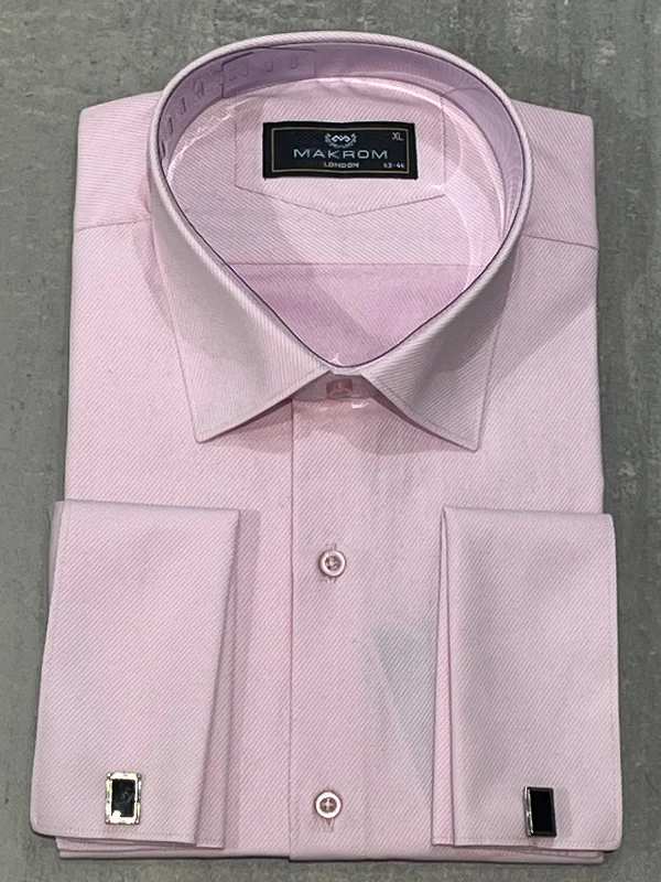 Men's Pattern-Play Shirts for a Fun TwistMAKROM TWILL DOUBLE CUFF SHIRT PINK