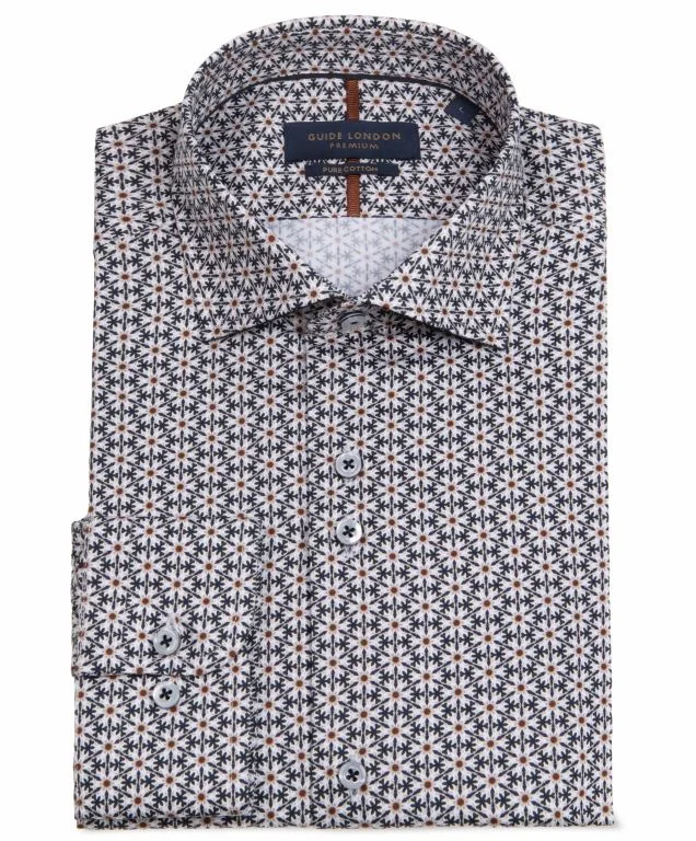 Classic Men's Dress ShirtsGUIDE LONDON GEOMETRIC PATTERN LONG SLEEVE SHIRT - LS76950-TAN Classic Men's Dress ShirtsGUIDE LONDON GEOMETRIC PATTERN LONG SLEEVE SHIRT - LS76950-TAN