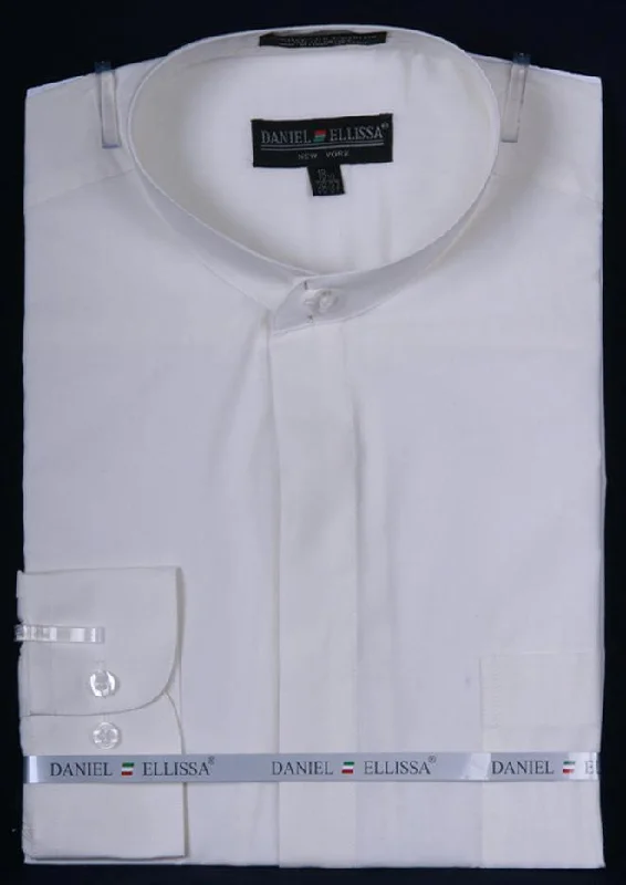 Men's Short-Sleeve Shirts for Warm WeatherBanded Collar Dress Shirt, Ivory