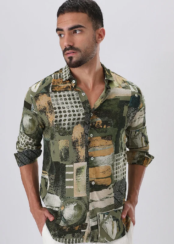 Men's Camping Shirts for Outdoor AdventuresMosaic Olive Feather shirt