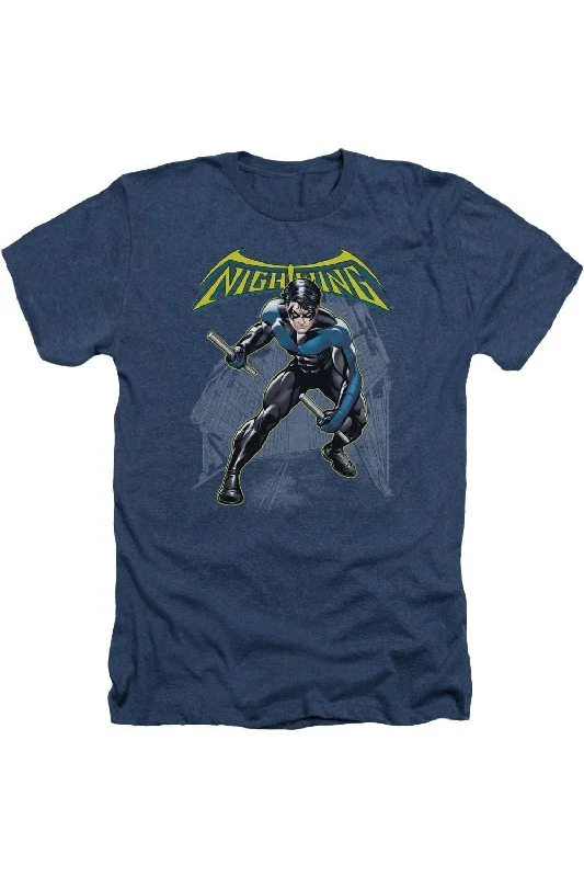 Men's Shirts with Adjustable CuffsBatman Nightwing Adult Heather Tee / T-Shirt