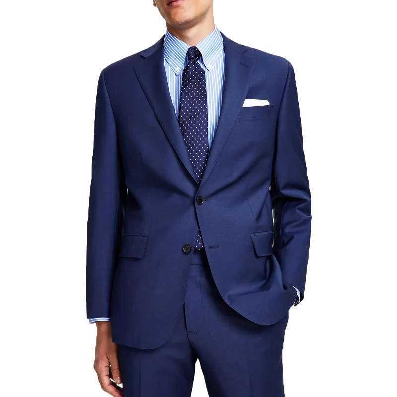 Mens Solid Wool Two-Button Blazer