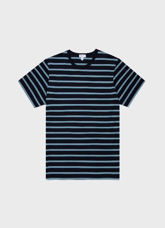 Men's Shirts with Hidden ButtonsMen's Classic T-shirt in Navy/Como Blue