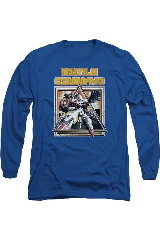 Men's Shirts with Geometric PatternsAtari Missle Commander Long Sleeve Adult Tee / T-Shirt Men's Shirts with Geometric PatternsAtari Missle Commander Long Sleeve Adult Tee / T-Shirt