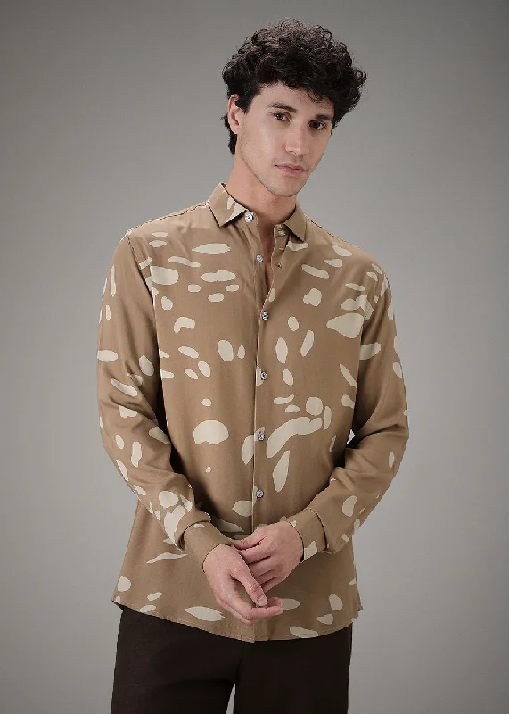 Men's Easy-Care Shirts for Busy LifestylesTan Printed Shirt