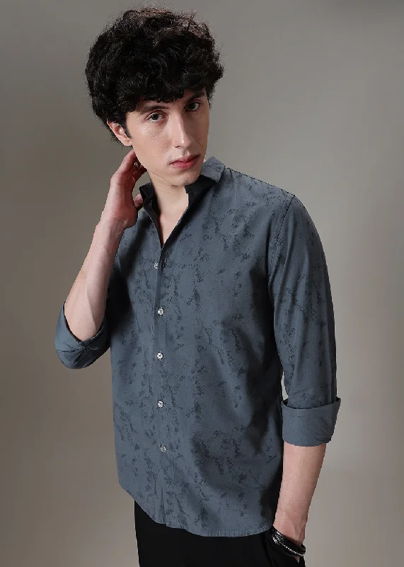 Men's Luxury Shirts for High-End FashionBluish Grey Abstract Printed Shirt