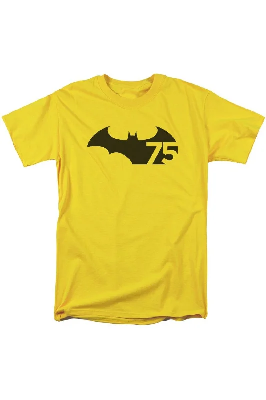 Men's Shirts with Checkered PatternsBatman 75 Logo Short Sleeve Adult Tee / T-Shirt