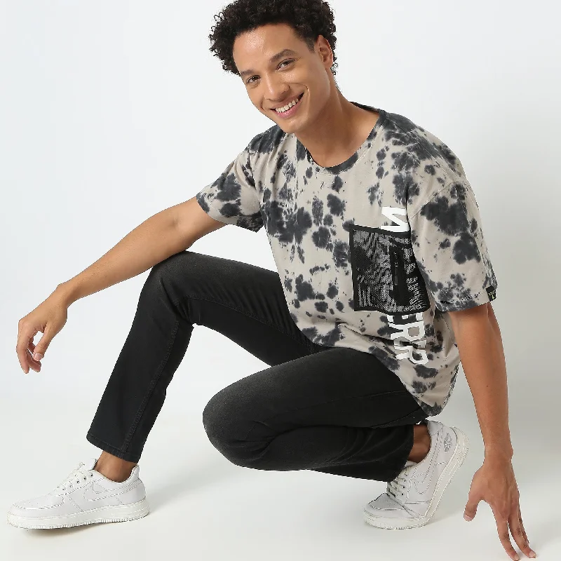 Men's Shirts with Contrast StitchingTrendy Oversize Tie - Dye Tees