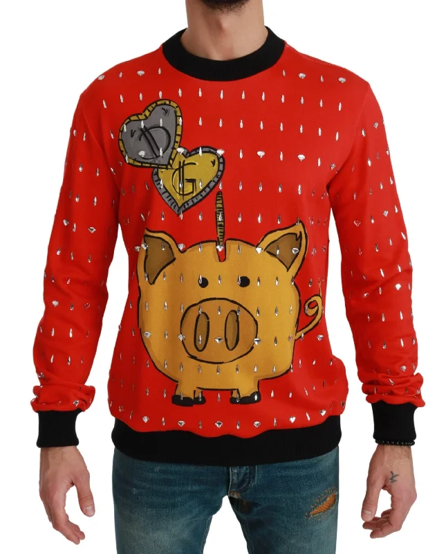 Men's Sweaters with Zippered PocketsDolce & Gabbana Elegant Crystal-Embellished Pullover Men's Sweater Men's Sweaters with Zippered PocketsDolce & Gabbana Elegant Crystal-Embellished Pullover Men's Sweater