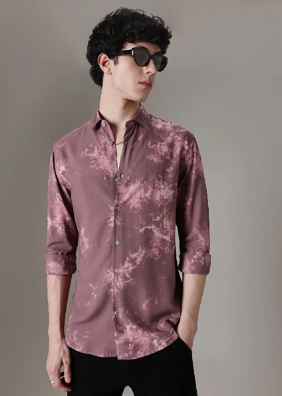 Men's Rugby Shirts for a Sporty LookMauve Pink Abstract Printed Shirt
