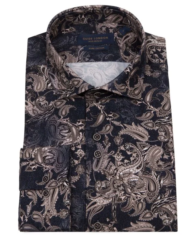 Men's Timeless Dress Shirts for Enduring StyleGUIDE LONDON PAISLEY LONG SLEEVE SHIRT LS76983-NAVY Men's Timeless Dress Shirts for Enduring StyleGUIDE LONDON PAISLEY LONG SLEEVE SHIRT LS76983-NAVY