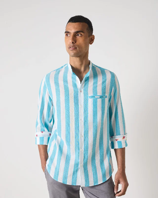 Classic Men's Dress ShirtsSlim Fit Shirt - Blue Stripes