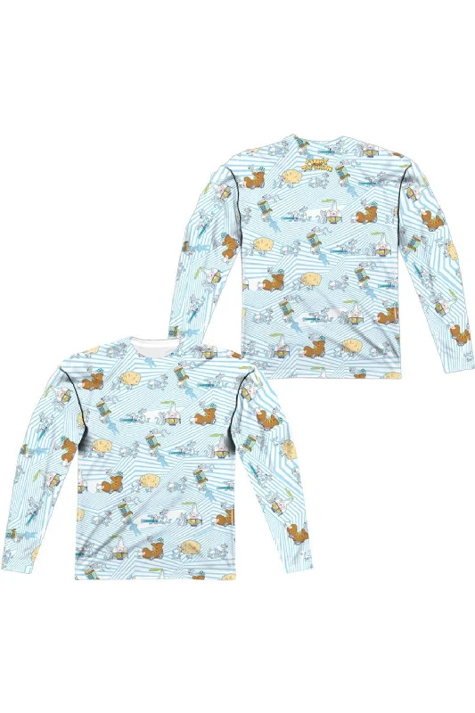 Men's Shirts with Snap ButtonsAnimaniacs Experiments (Front/Back Print) Long Sleeve Adult Poly Crew Tee / T-Shirt