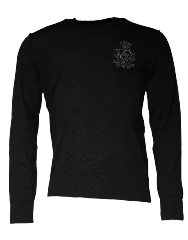 Cozy Men's Cable-Knit SweatersDolce & Gabbana Crown Heart Crew Neck Pullover Men's Sweater (Pre-Owned)