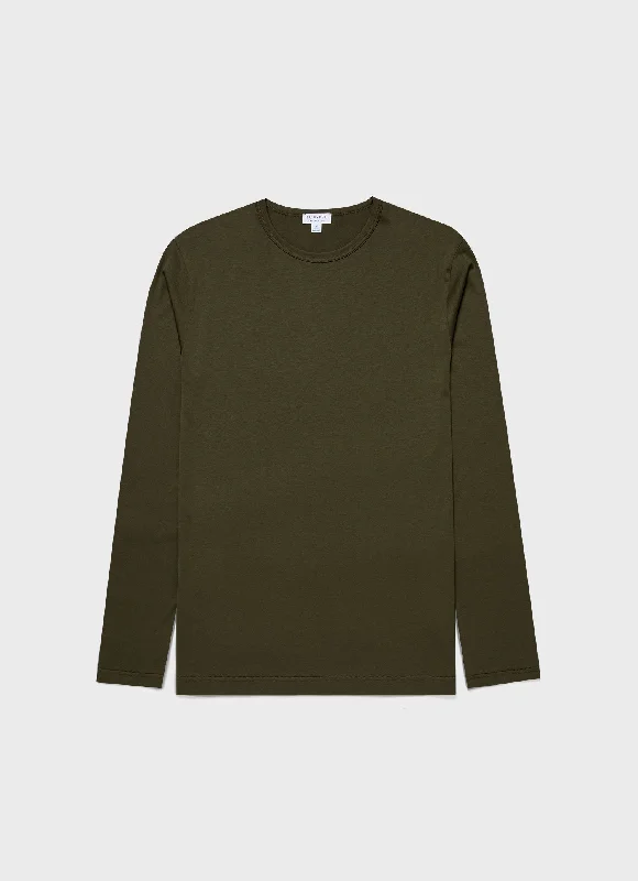 Men's Shirts with Embroidered DesignsMen's Long Sleeve Classic T-shirt in Pine Green