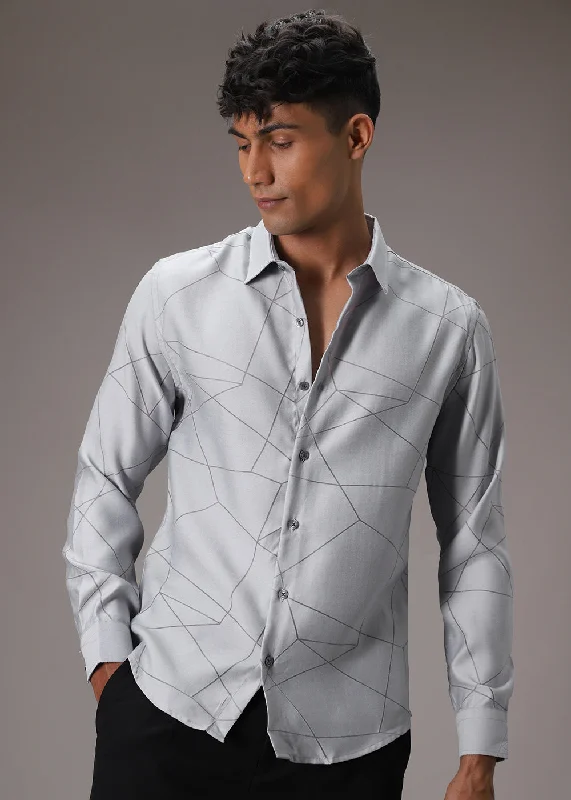 Men's Striped Shirts for a Maritime TwistBluish Grey Laser Cut Shirt