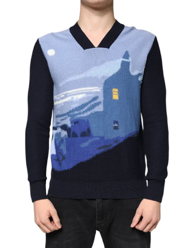 Durable Men's Acrylic SweatersBallantyne multi Long Sleeves V-neck Pullover Men's Sweater
