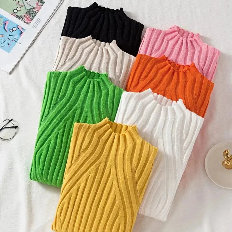 Men's Sweaters with Ribbed WaistbandsNordic Mock Neck Pullovers Sweater