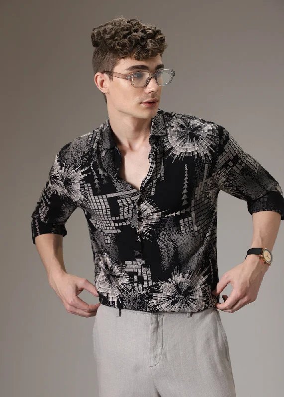 Men's Organic Cotton Shirts for Eco-ConsciousnessMonochrome Prism Feather Shirt