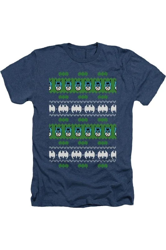 Stylish Men's HenleysBatman Christmas Sweater Adult Heather Tee / T-Shirt