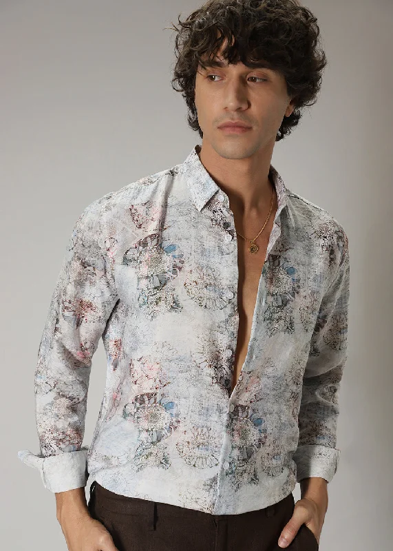 Men's Solid-Color Button-Down Shirts for VersatilityMulti Floral Print Shirt