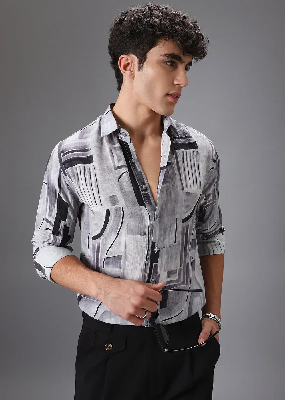 Men's Skinny-Fit Shirts for a Trendy LookMonochrome Crushed Printed Shirt