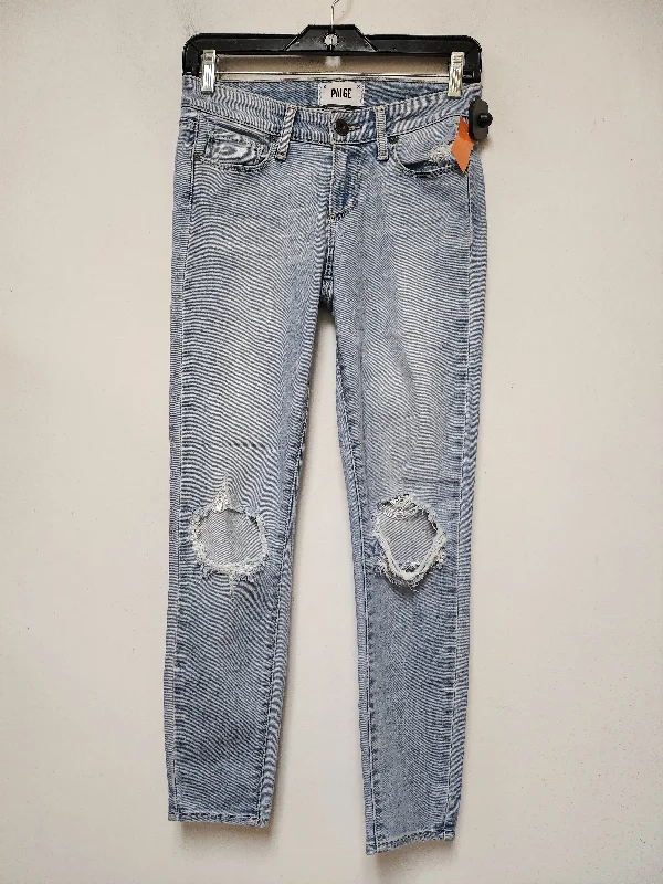 Casual Ripped Men's JeansJeans Skinny By Paige In Blue Denim, Size: 2