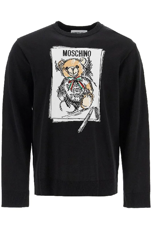 Men's Sweaters with Contrast TrimMoschino Men's Teddy Bear Pullover