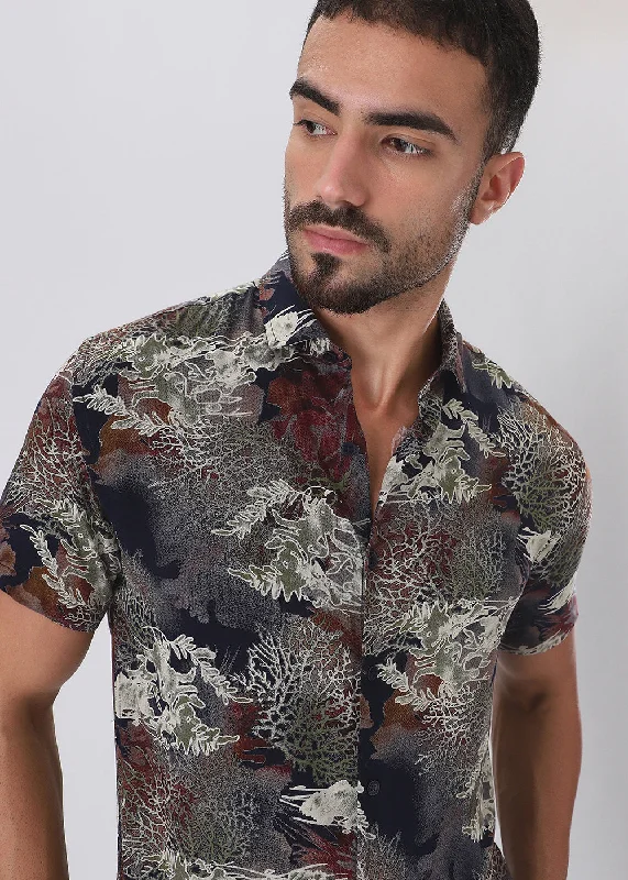 Men's Golf Shirts for On-Course StyleCoral Oasis Blue Feather shirt
