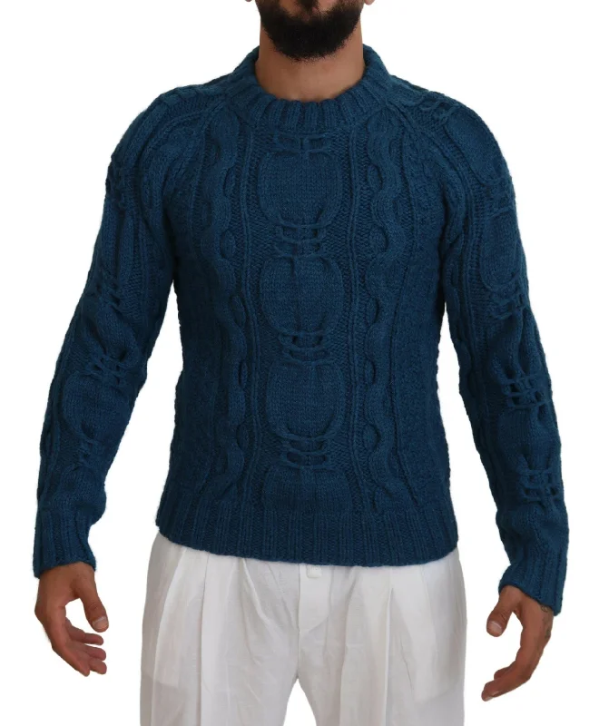 Men's Sweaters with Pleated DesignsDolce & Gabbana Elegant Crewneck Men's Sweater