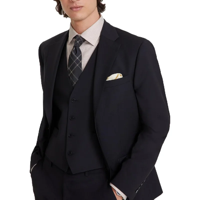 Mens Solid Wool Two-Button Blazer
