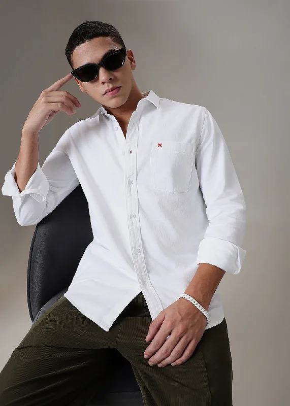 Men's Denim Shirts for a Rugged LookWhite Cotton Single Pocket Shirt