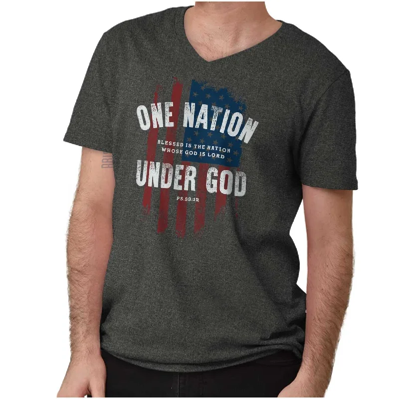 Men's Neutral-Tone Shirts for Versatile StylingOne Nation Under God V-Neck T Shirt