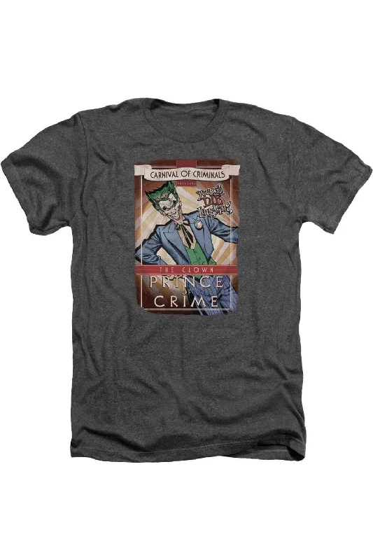 Men's Shirts with Embellished SleevesBatman Clown Prince Adult Heather Tee / T-Shirt Men's Shirts with Embellished SleevesBatman Clown Prince Adult Heather Tee / T-Shirt