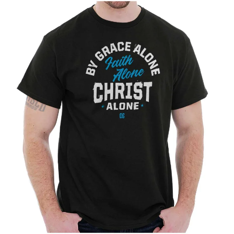 Men's Weekend Shirts for Leisurely OutingsGrace Faith Christ Alone T Shirt