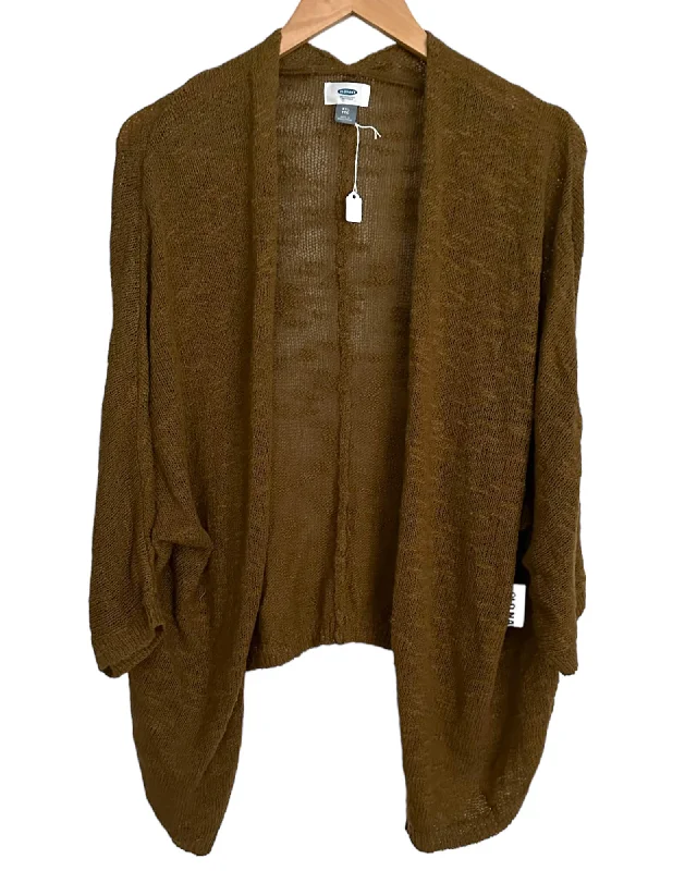 Men's Sweaters with Dropped ShouldersWarm Autumn Moss Slub Knit Open Cardigan Sweater