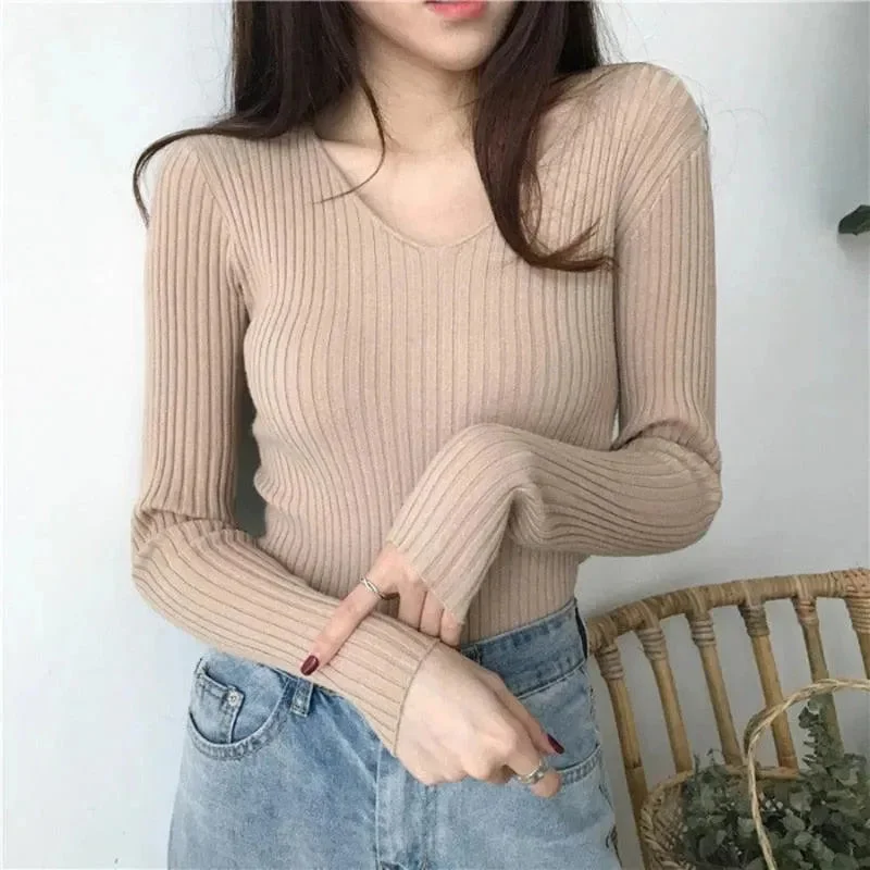 Men's Sweaters with BeadsV-Neck Slim Knitted Sweater