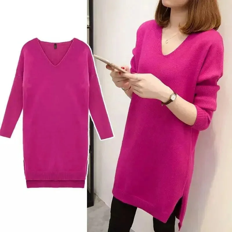 Men's Sweaters in Pastel ShadesV-Neck Oversized Women Sweater