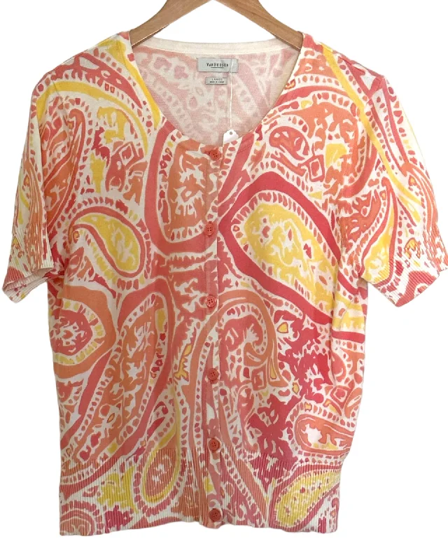 Men's Sweaters with Skinny FitsLight Spring Paisley Short Sleeve Cardigan Sweater