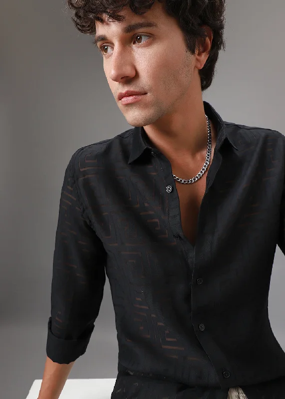Men's Wingtip-Collar Shirts for a Classic TouchNoir Black Laser Cut Shirt